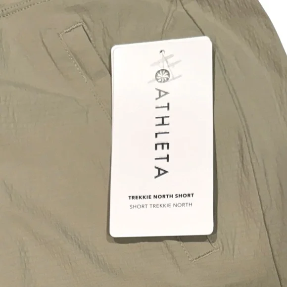 ATHLETA Trekkie North Short UPF Secure Pockets Tan Neutral NWT 16 - Picture 3 of 13